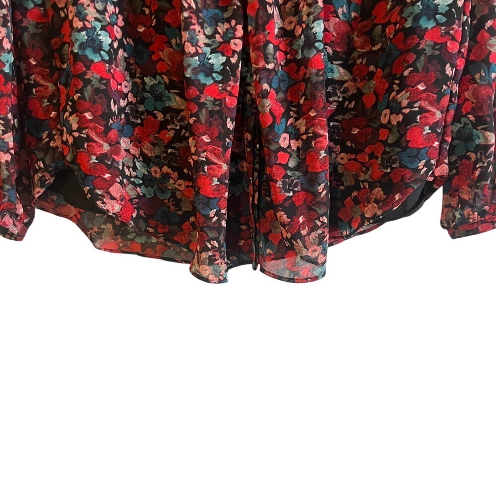 Vince Camuto Floral Print Blouse Pintuck Long Sleeve Top‎ XS - Picture 9 of 10